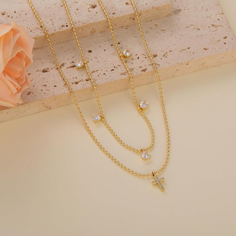 VIROMY Gold Cross Necklace for Women 14K Gold Plated Cute Sidways Cross Pendant Choker Necklaces Simple Trendy Everyday Jewelry for Women - Image 4